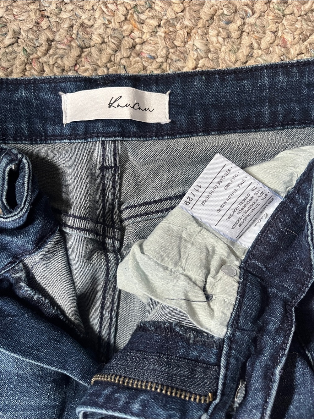 KanCan Dark Blue Distressed crop Jeans - Picture 2 of 3